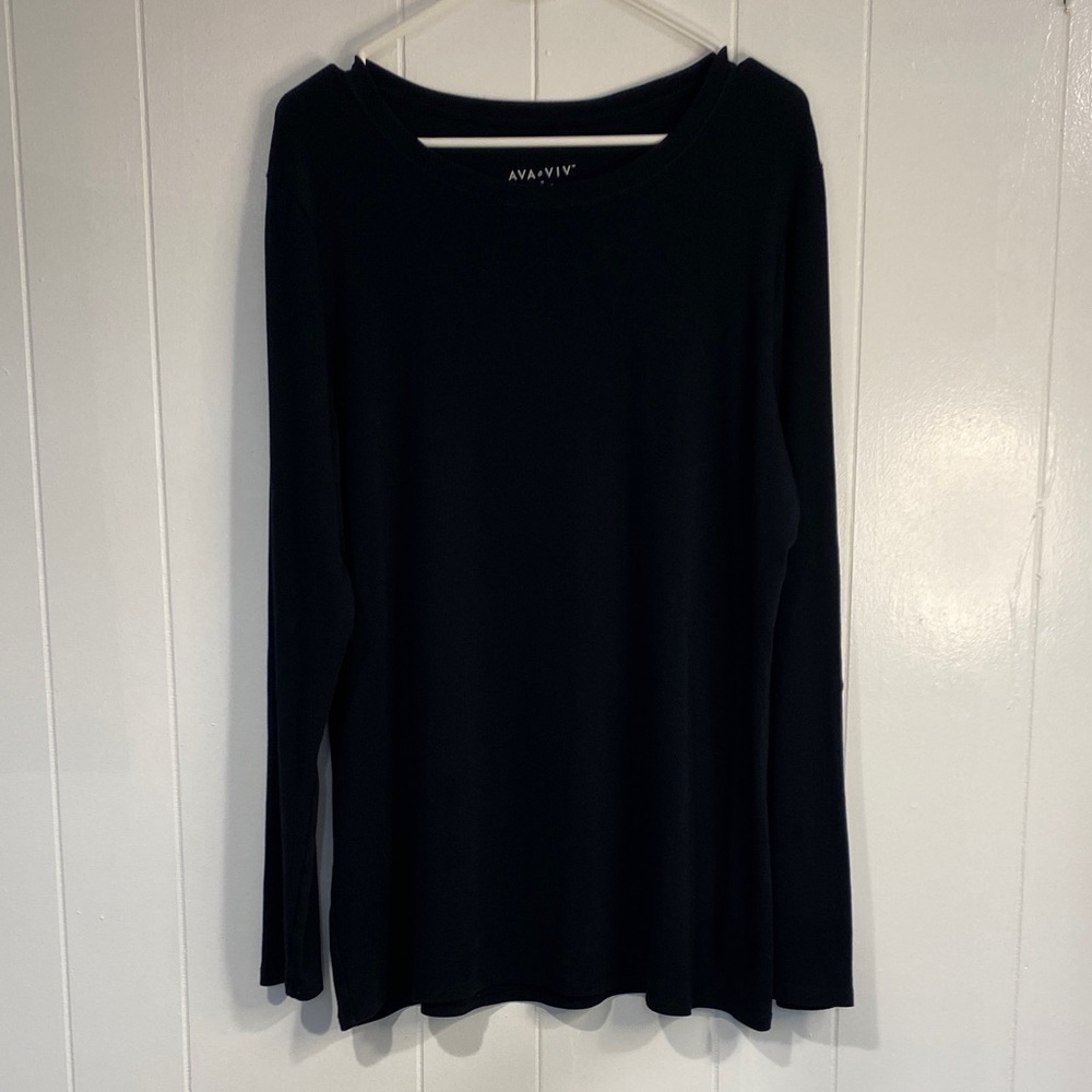 Black Pima Cotton Modal Long Sleeve Tunic Tee Drapey Capsule Basic Layer 1X